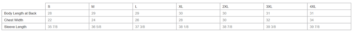 Size chart