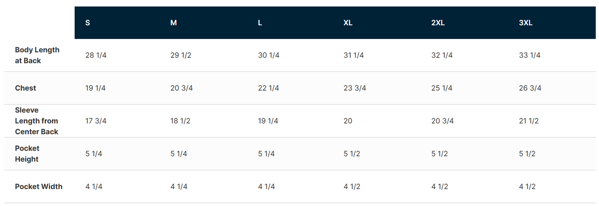 Size chart